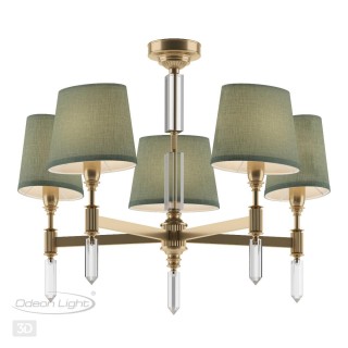 4887/5 MODERN ODL_EX22 89 бронзовый/зеленый/абажур ткань Люстра E14 5*40W LONDON-foto5