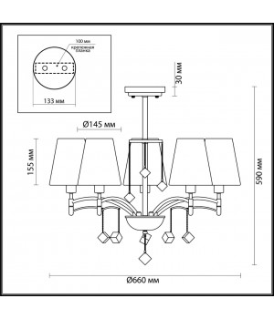 4469/5C NEOCLASSI LN20 106 античная латунь, белый Люстра потолочная E14 5*40W 220V LEAH-foto2