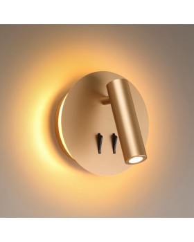 3913/9WL HIGHTECH ODL20 277 золот/металл Настен.св-к с лампой д/чтения с выкл LED 9W 3000K 220V BEAM-foto4
