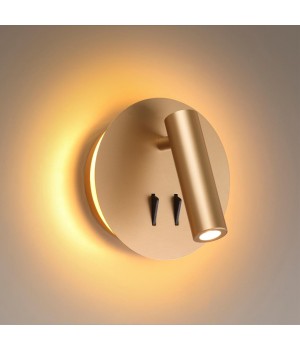 3913/9WL HIGHTECH ODL20 277 золот/металл Настен.св-к с лампой д/чтения с выкл LED 9W 3000K 220V BEAM-foto4