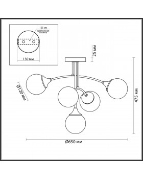 4558/5C MODERNI LN21 074 латунь Люстра потолочная E14 5*40W 220V YOKO-foto2