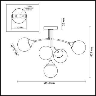 4558/5C MODERNI LN21 074 латунь Люстра потолочная E14 5*40W 220V YOKO-foto2