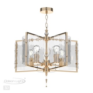 4878/5 MODERN ODL_EX22 93 золотой/прозрачный/стекло Люстра E27 5*60W ELEGANTE-foto5