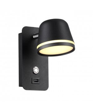 4299/5WL HIGHTECH ODL22 275 черный/металл Настенный светильник IP20 c USB зарядкой c выкл. LED 7W 380Лм 3000-4000-6000K BANKS-foto4