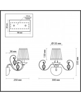 3921/1W CLASSIC ODL18 497 бронза/ткань/стекло Бра IP20 E14 40W 220V NIAGARA-foto2