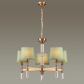 4887/5 MODERN ODL_EX22 89 бронзовый/зеленый/абажур ткань Люстра E14 5*40W LONDON-foto4