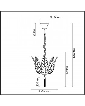 4838/4 HALL ODL21 407 золотистый/стекло/металл.цепочки Люстра E14 4*40W FLOWERI-foto2