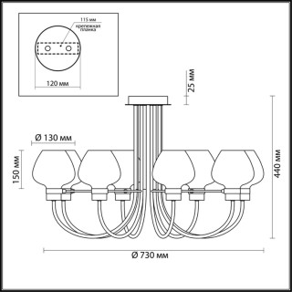 3708/8C LOFTI LN19 202 черный Люстра потолочная E14 8*40W 220V ILONA-foto2
