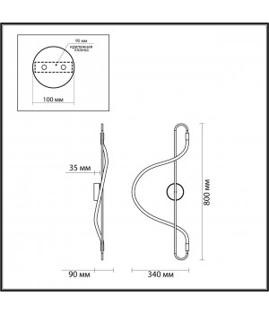4303/19WL HIGHTECH ODL22 177 черный/античная бронза Настенный светильник IP20 LED 19W 1140Лм 4000K KEYS-foto2