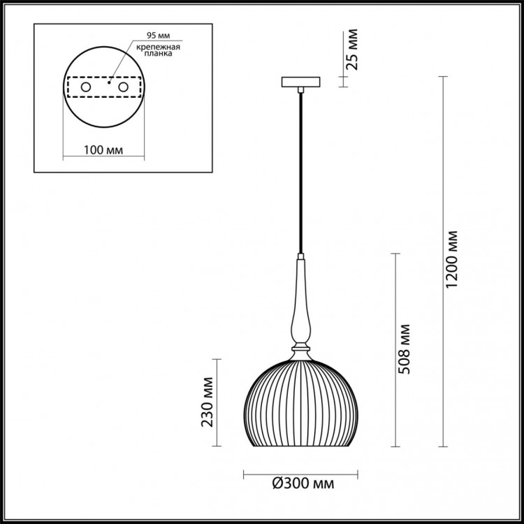 4766/1 PENDANT ODL21 349 белый/бронзовый Подвес E27 60W RUNGA