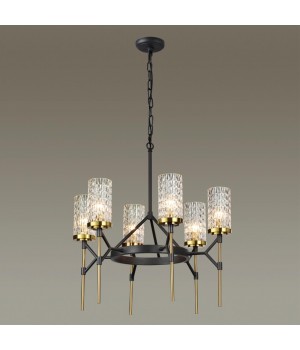 4225/6 MIDCENT ODL21 479 черный/золотист/металл Люстра IP20 6*E14 60W VITTORIA-foto4