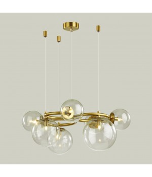 4276/7 MODERN ODL21 397 прозр/стекло/золотистый Подвесной светильник IP20 G9 7*40W NUVOLA-foto4