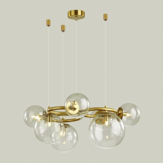 4276/7 MODERN ODL21 397 прозр/стекло/золотистый Подвесной светильник IP20 G9 7*40W NUVOLA-foto4