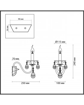 4724/1W CLASSIC ODL20 455 золотой/хрусталь Бра E14 1*40W 220V KUVIA-foto2