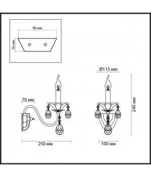 4724/1W CLASSIC ODL20 455 золотой/хрусталь Бра E14 1*40W 220V KUVIA-foto2