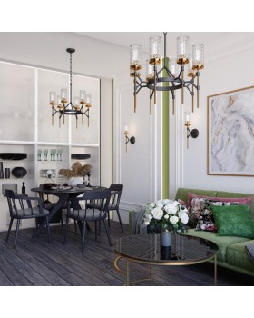 4225/6 MIDCENT ODL21 479 черный/золотист/металл Люстра IP20 6*E14 60W VITTORIA-foto3