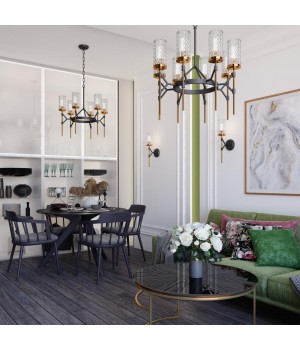 4225/6 MIDCENT ODL21 479 черный/золотист/металл Люстра IP20 6*E14 60W VITTORIA-foto3