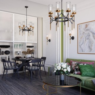 4225/6 MIDCENT ODL21 479 черный/золотист/металл Люстра IP20 6*E14 60W VITTORIA-foto3