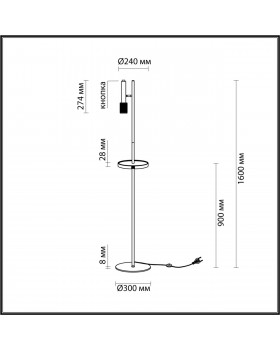 4240/1F HIGHTECH ODL21 233 черн/зол/металл Напольн.св-ник c выкл, USB IP20 LED GU10 max 10W MEHARI-foto2