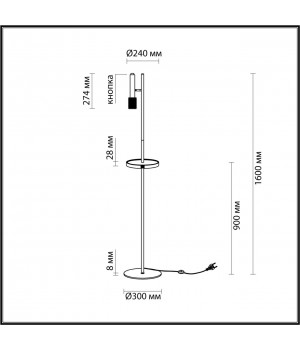 4240/1F HIGHTECH ODL21 233 черн/зол/металл Напольн.св-ник c выкл, USB IP20 LED GU10 max 10W MEHARI-foto2
