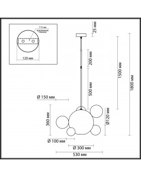 4640/12LB L-VISION ODL20 329 золотой/прозрачный Подвес LED 4000K 12W 220V BUBBLES-foto2