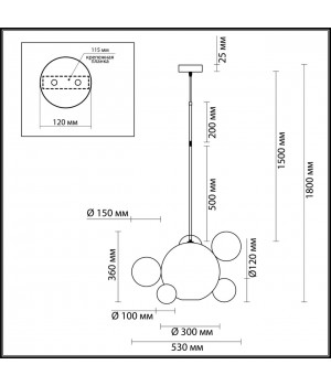 4640/12LB L-VISION ODL20 329 золотой/прозрачный Подвес LED 4000K 12W 220V BUBBLES-foto2