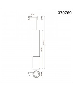 370769 PORT NT21 085 черный Светильник трековый однофазный трехжильный, провод 1м IP20 GU10 50W 220V MAIS-foto2