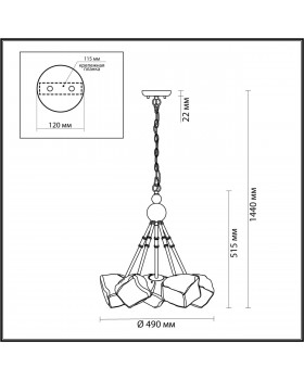 4789/5A LOFT ODL21 481 черный/золотой/прозрачный Люстра G9 5*40W STONO-foto2