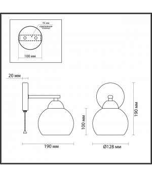 4595/1W COMFI 197 черный, бронза Бра с выкл. E27 40W 220V ROWAN-foto2