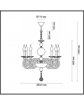 4601/6 CLASSIC ODL19 461 хром/дымчатый/хрусталь Люстра E14 6*40W IRIA-foto2