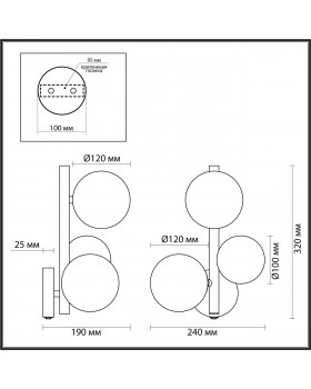 4818/3W MODERN ODL21 395 черный/прозрачный Бра с выкл. G9 3*40W TOVI-foto2