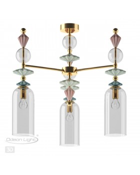 4855/3C CLASSIC ODL_EX21 65 золото/разноцветн./керамика/стекло Люстра потолочная E14 3*40W BIZET-foto5