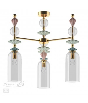 4855/3C CLASSIC ODL_EX21 65 золото/разноцветн./керамика/стекло Люстра потолочная E14 3*40W BIZET-foto5