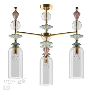 4855/3C CLASSIC ODL_EX21 65 золото/разноцветн./керамика/стекло Люстра потолочная E14 3*40W BIZET-foto5