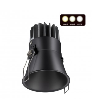 358909 SPOT NT22 229 черный Встраиваемый светодиодный светильник с переключателем цветовой температуры IP20 LED 3000К\4000К\6000К 12W 220V LANG