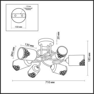3012/6C COMFI LN16 066 бронзовый Люстра потолочная E27 6*40W 220V CITADELLA-foto2