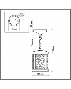 2286/1 NATURE ODL12 591 патина коричневый Уличный светильник-подвес IP44 E27 100W 220V LAGRA-foto2