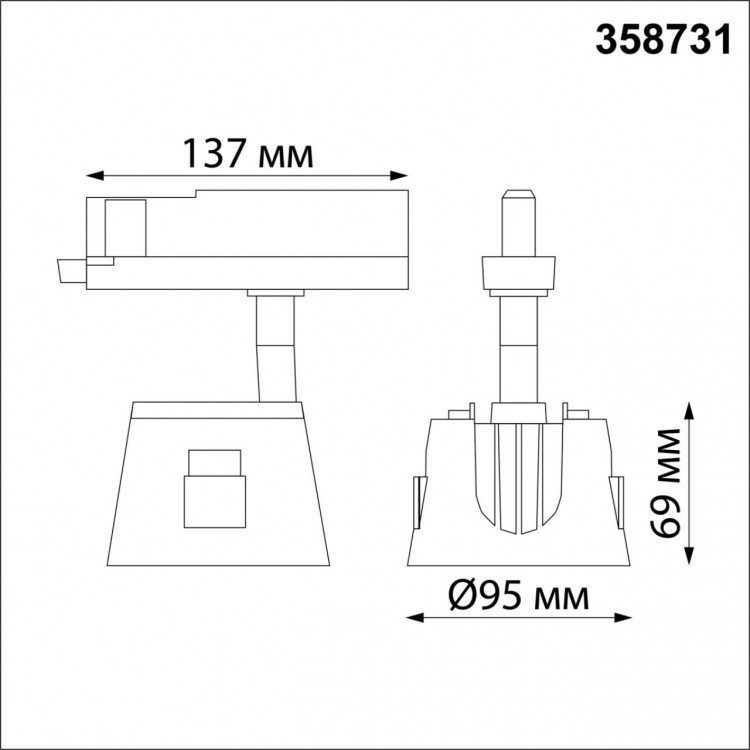 358731 PORT NT21 120 белый/черный Трехфазный трековый светодиодный светильник IP20 LED 4000K 20W 100-265V KNOF