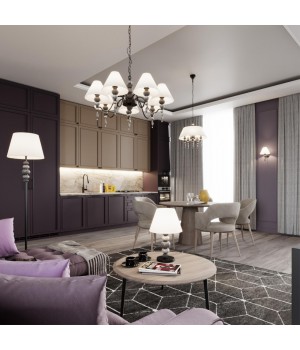 4896/7 MODERN ODL_EX23 25 черный матов./серый/молочный металл/керамика/ткань Люстра E14 7*40W SOCHI-foto4