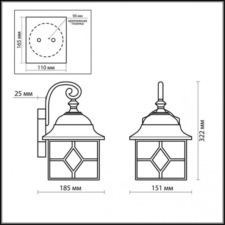 2309/1W NATURE ODL12 590 бронза Уличный настен светильник IP44 E27 60W 220V LARTUA