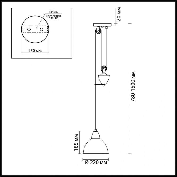 4440/1 SUSPENTIONI LN20 220 хром Подвес E27 1*60W 220V HANK