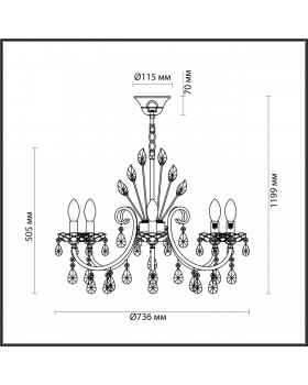 4977/8 HALL ODL23 435 золотой/хрусталь Люстра E14 8*40W VERSIA-foto2