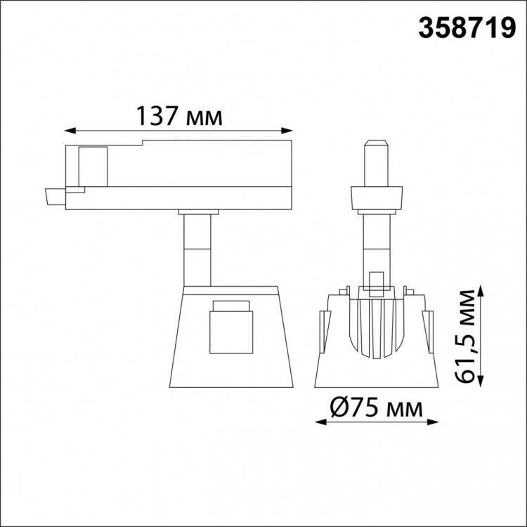 358719 PORT NT21 120 черный Трехфазный трековый светодиодный светильник IP20 LED 4000K 10W 100-265V KNOF