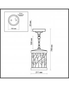 2287/1 NATURE ODL12 591 патина коричневый Уличный светильник-подвес IP44 E27 100W 220V LAGRA-foto2