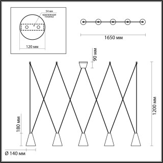 5226/5 LOFTI LN22 199 черный, матовое золото Светильник подвесной E27 5*40W 220V BROOKS-foto2
