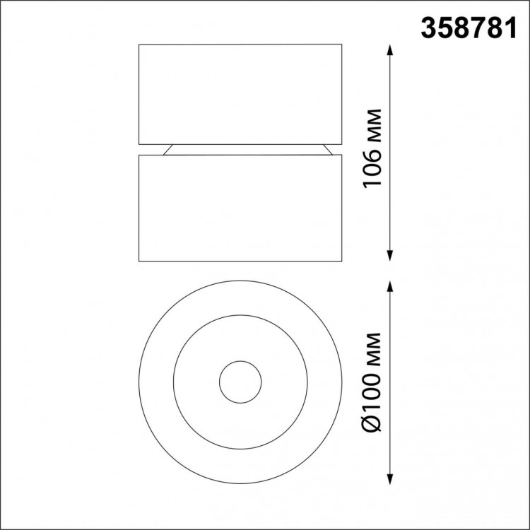 358781 OVER NT21 195 черный Светильник накладной светодиодный IP20 LED 25W 4000K 2200Лм 100-265V GRODA