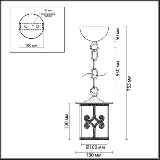 3125/1 COUNTY LN16 206 белый/зол.патина/стекло/метал.декор Подвес E27 40W 220V SEKVANA-foto2
