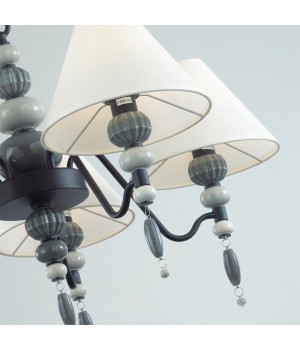 4896/5 MODERN ODL_EX23 25 черный матов./серый/молочный металл/керамика/ткань Люстра E14 5*40W SOCHI-foto6