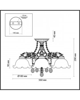 3126/5C COMFI LN16 201 белый с золотой патиной Люстра потолочная E27 5*60W 220V CASETTA-foto2