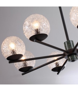 5026/8 MODERN ODL23 389 черный матовый/темно-зеленый/прозрачный металл/мрамор/стекло Люстра E14 8*40W GREENI-foto5